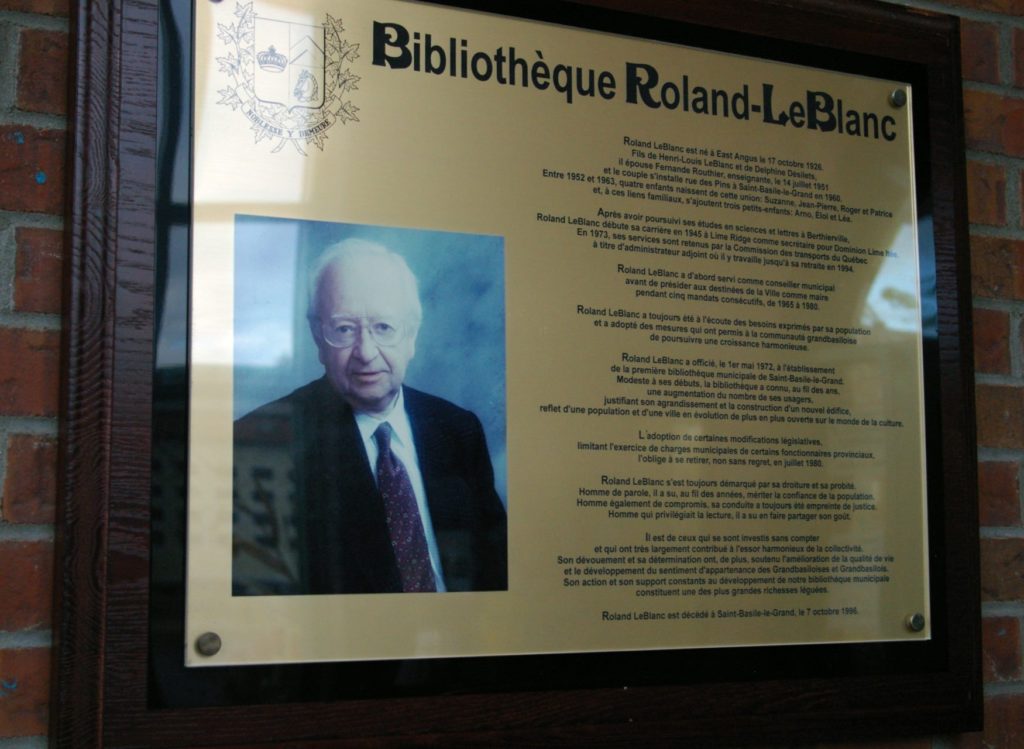 Plaque commémorative • Hommage à Roland-LeBlanc