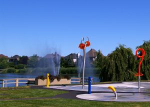Photo du parc de Montpellier • Vue sur les jeux d'eau